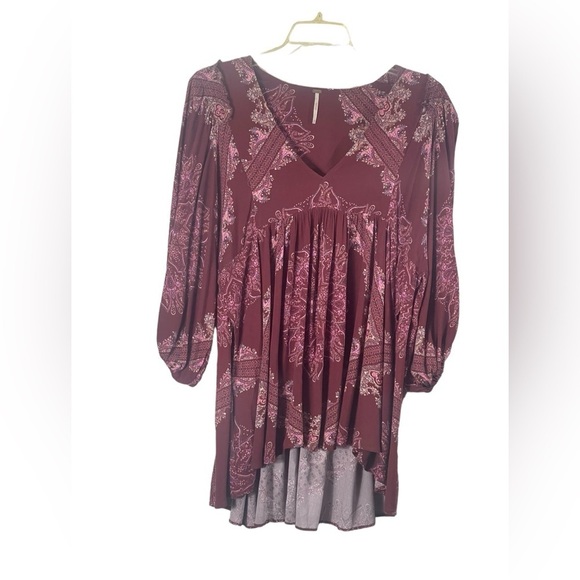 Free People Girl Talk peplum boho tunic. Size medium GUC - Picture 6 of 9